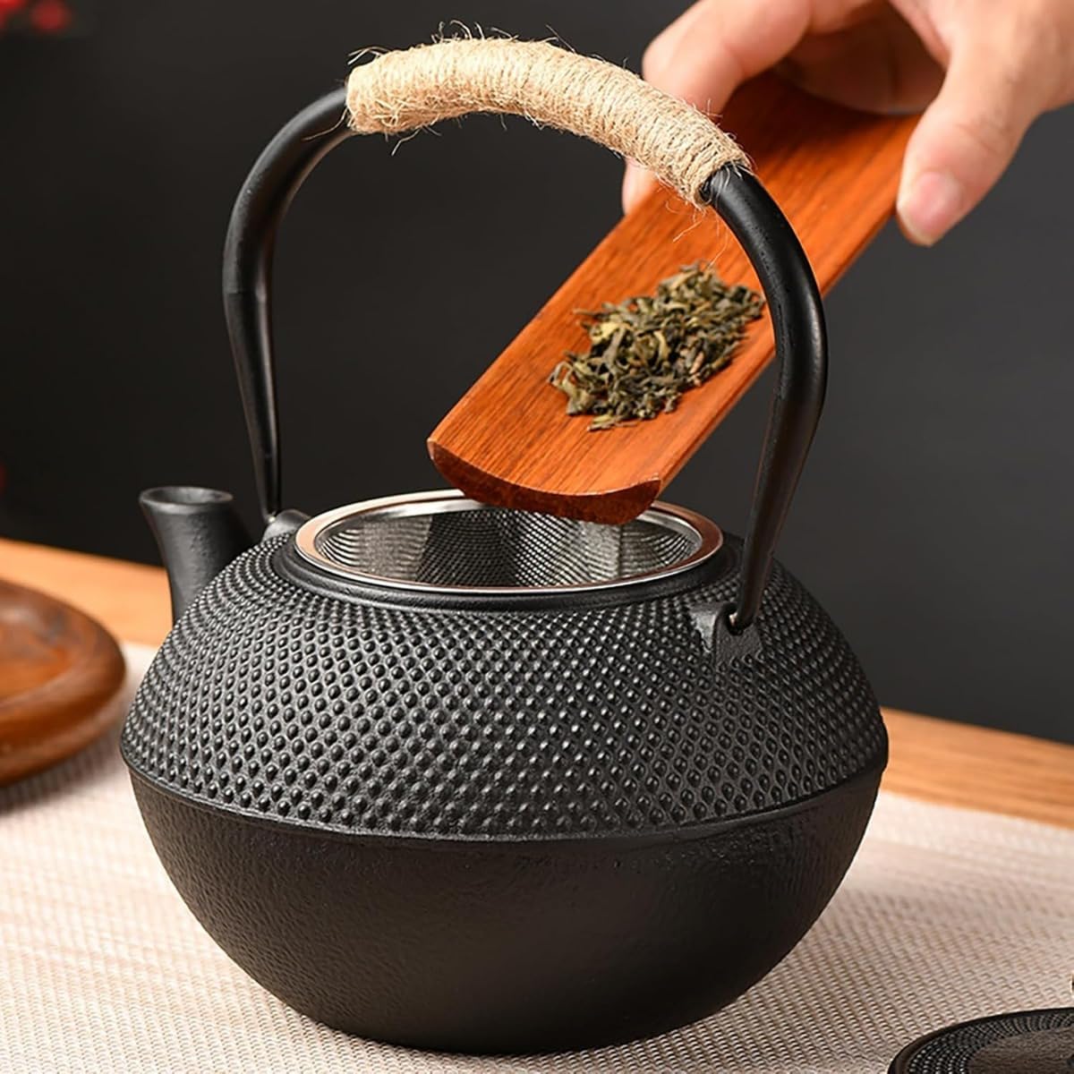 茶釜 敬典作 鬼面風炉 敷瓦付き 風炉 茶釜 炉灰 唐銅鬼面風炉釜 敷板